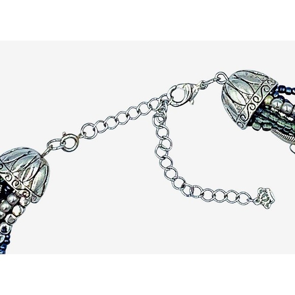 Premier Designs Interwoven Multi Strand Braided Beaded Bib Necklace Blue Green - Picture 3 of 6